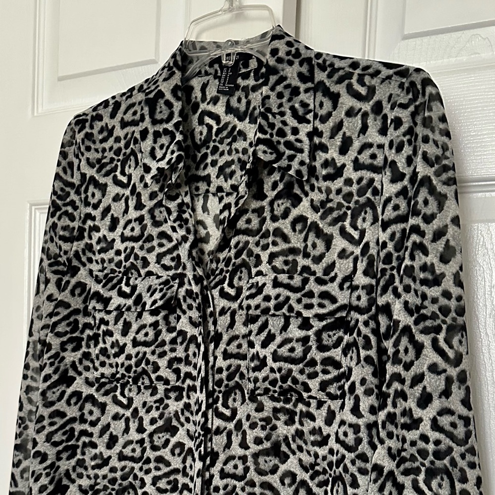 S Animal Print Button-Up Shirt